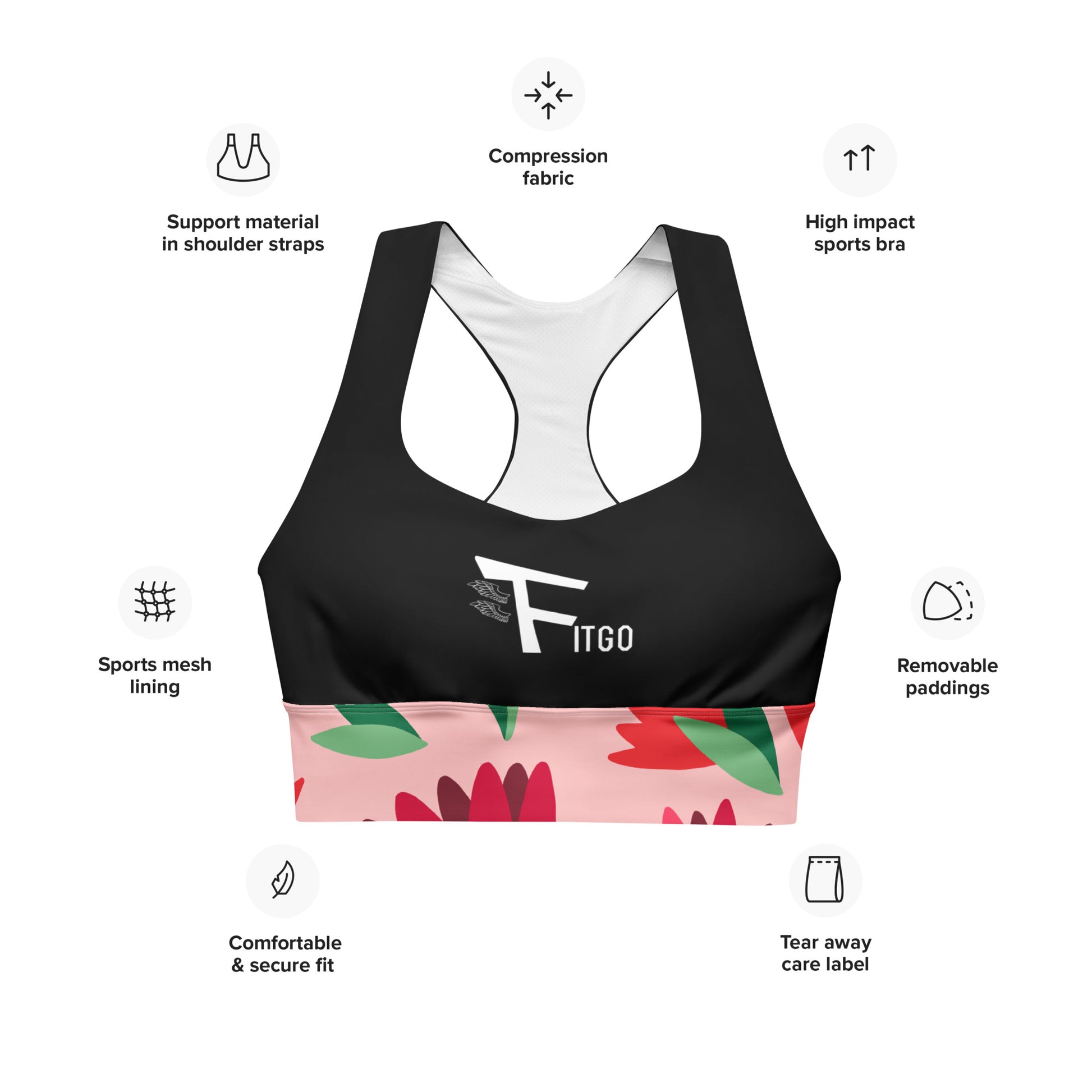 Shop Printed Scoop Neck Medium Support Sports Bra with